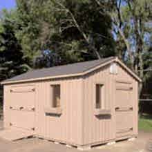 10 x 16 high board and batten with double doors and a ramp.